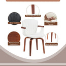 Mid-Century Modern Bentwood Swivel Dining Chairs Set of 2 with PU Leather in White and Walnut Finish