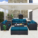 Patio Furniture Set 7 Piece Peacock Blue Anti Slip Cushions
