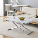 Modern Minimalist Multifunctional Lift Table with 0.8 Inch MDF Desktop and Silver Metal Legs