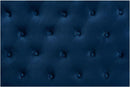 Navy Blue Velvet Upholstered Queen Size Headboard Modern Design