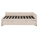 Full Size Upholstered L-Shaped Upholstered Daybed with Twin
Size Pop Up Trundle, Beige