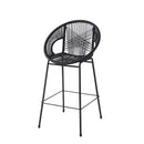 Ferrara Outdoor Patio Barstool Set of 2, Black Faux Wicker PE Rattan with Iron Frame