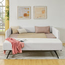 Daybed with Trundle Upholstered Tufted Sofa Bed, Full Size, Boucle Fabric, Beige(83'x58.5'x29.5')