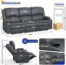 Grey Velvet 3 Seater Recliner Sofa With USB Ports Storage