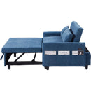 55.1' Pull Out Sleep Sofa Bed Loveseats Sofa Couch with Adjsutable Backrest, Storage Pockets, 2 Soft Pillows, USB Ports for Living Room, Bedroom, Apartment, Office, Blue (Old SKU: WF315689AAC)