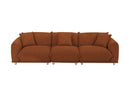 Originality Shapes Curry Lambswool Sherpa 4 Seater Sofa With Metal Legs, Solid Wood Frame Couch with 3 Pillows, Linear and Modular Version Design, Possibility Combined Armchair Current Style