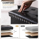 Faux Leather Folding Storage Ottoman 30 Inch Size Black