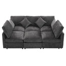 85.4' Sectional Sofa Modular Sofa U-shaped Sofa Couch Sofa Bed L-shaped Sofa with a Movable Ottoman and Two USB Ports for Living Room, Black