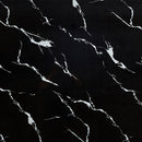 Black Marble Pattern Tempered Glass Dining Set - 71'x35.4' with 8 White PU Chairs With a Widened Backrest Design.