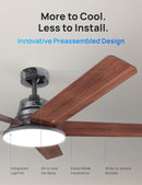 52 Inch Ceiling Fan With Dimmable LED Lights Remote