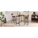 Swivel bar stool set of 2 with backrest, industrial style, metal frame, 29.5" high for dining room. Rustic Brown, 13.4"w x 40.5"h.