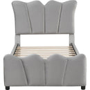 Twin Size Upholstered Platform Bed Velvet Upholstered Bed, Gray
