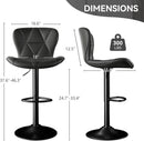 Bar Stools Set Of 2 Adjustable Swivel Faux Leather Black