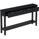 U_STYLE Contemporary High-Quality Entryway Console Table with 4  Spacious Drawersm,1 Practical Bottom ShelfLong Legs, for Hallway, Foyer