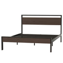 Ceres Queen Size Metal Platform Bed Frame with Wooden Headboard and Footboard, Mattress Foundation, No Box Spring Needed, Large Under Bed Storage, Non-Slip Without Noise, Walnut