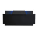 U-Can Led Coffee Table, Modern Center Table with High-Gloss Finish and Glass Tabletop, Coffee Table with Open Storage Compartment and 2 Hidden Drawers  for Living Room