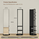 Full-length mirror, rubber wood + mirror, 68.8 x 19.6 inches (mirror width: 15.7 inches) large full-length mirror, easy to dress, organize and place in the bedroom/living room/office/cloakroom (black)