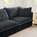 Slip-covered Armchair with 1 Big Back Cushion and 2 Big Toss Pillows, Single Deep Seat Comfy Single Couch Sofa Multiple Large Soft Pillows, Grey  Corduroy Fabric