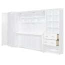 Full Size Murphy Bed Wall Bed with Closet , Drawers and Shelves, White