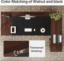78 Inch L Shaped Executive Desk Walnut Black For Home Office