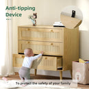 Space-Saving 3-Drawer Rattan Dresser For Bedroom Storage