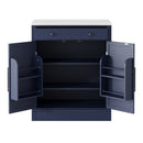 [Assembly Video Provided] TOPMAX Modern Freestanding Kitchen Pantry,Buffet Food Storage, Coffee Bar Cabinet with Drawer, 2 Adjustable Shelves and 2 Door Shelves for Dining, Kitchen, Blue