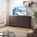 6 Drawer Dresser And TV Stand For 65 Inch TV Brown