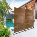 Freestanding Decorative Privacy Screen for Deck Balcony Patio, Metal Privacy Screen 76' H×48' W, Brown