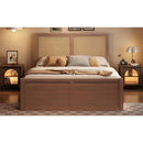 Queen Size Wood Storage Platform Bed with 4 Drawers, Rattan Headboard, Espresso