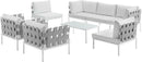 8 Piece White Aluminum Outdoor Patio Furniture Set