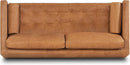 Cognac Tan Leather Mid Century Sofa With Bolsters In Stock