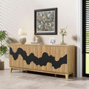 63 Inch Buffet Cabinet White With Blue Water Pattern