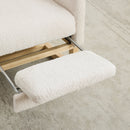 25.4'W Ivory Rocking Chair for Nursery, High Back Glider with Retractable Footrest, Boucle Upholstery, Rubber Wood Legs