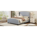 Full Size 51' High Headboard Wingback Linen Upholstered Bed No Box Spring Needed, Gray