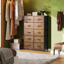 Tall Dresser With 10 Fabric Drawers Brown Woodgrain