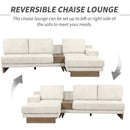 114" L-shaped Sofa Sectional Sofa with Two USB Ports and Two Power Sockets, a Storage Drawer and a Reversible Chaise Lounge for Living Room, Beige