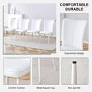 Modern minimalist dining chair, white PU leather curved back and seat cushion, white metal chair legs, suitable for dining room, bedroom, living room. A set of 2 chairs. 008
