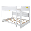 Queen Over Queen Bunk Bed with Built-in Storage Cabinets,Charging Station,Ladder,Safety Guardrails,Solid Pine Wood Bunk Bed,White