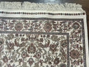 Small Turkish Silk Rug 2.6 x 4, Ivory, Allover Design, Bamboo Silk