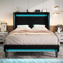 Full Size Bed Frame LED Lighting And USB Charging Black
