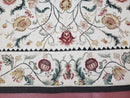 New Needlepoint Rug 9x12, Hand Woven Wool Area Rug, Flatweave Carpet, Handmade Chinese Needlepoint, Floral European Design, Ivory Background