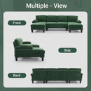 Forest Green 110 Inch U Shape Sectional Couch Double Chaise