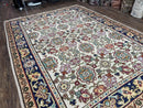 Antique Turkish Kilim Rug 7x10 Allover Pattern, Ivory Cream Maroon Light Blue, Wool Flatweave Hand Woven, Large Kilim, Vintage Kilim Carpet