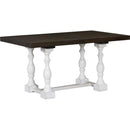 Traditional 6-Piece 78inch Trestle Extendable Dining Table Set with One 18inch Removable Leaf, Padded Dining Chairs and Bench,Distressed White
