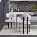 Modern Dining Room Chairs Set of 2, Mid-Century Upholstered Boucle Kitchen Dining Chairs with Black Metal Legs