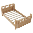 Twin Size Wood Platform Bed for Kids, Wood Low Profile Twin Bed with Rails for Girls and Boys, Natural (Patented Design)