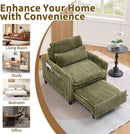 Corduroy Convertible Sofa Bed With Forest Green Fabric