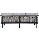 Outdoor Sectional Sofa Set 5-Person Patio Seating Group with Cushions and Coffee Table, Grey, Steel & Acacia Wood