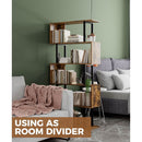 5-Tier S Shaped Bookcase In Rustic Brown Wood Shelving