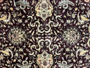 Indo Persian Rug 10x14, Floral Allover, Handmade Vintage Wool Rug, Dark Maroon/Plum and Black